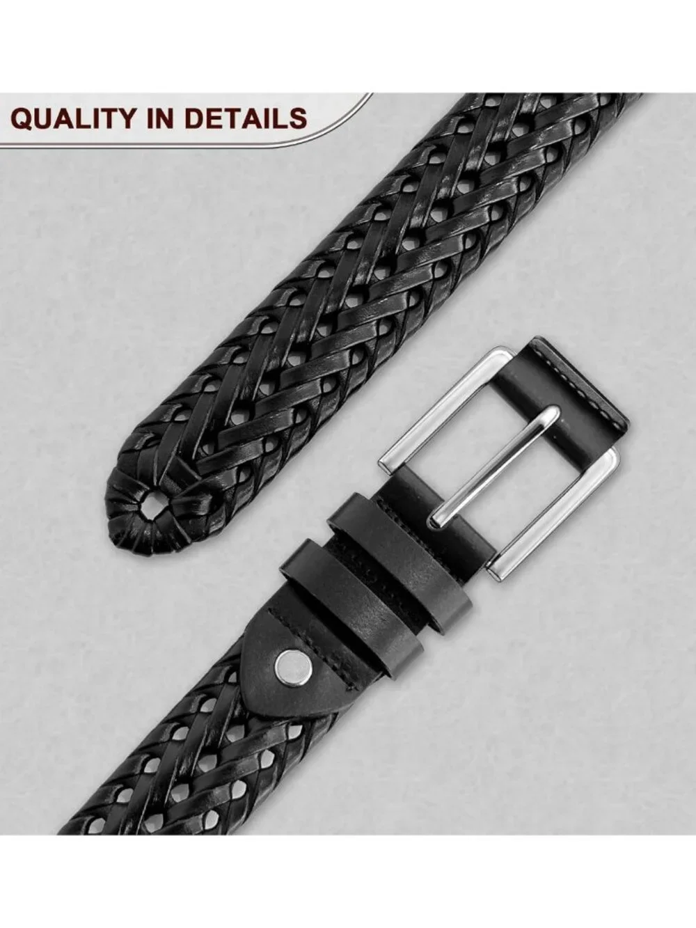 Stylish Men's Leather Braided Golf Belt - Holeless Design, Gift Boxed